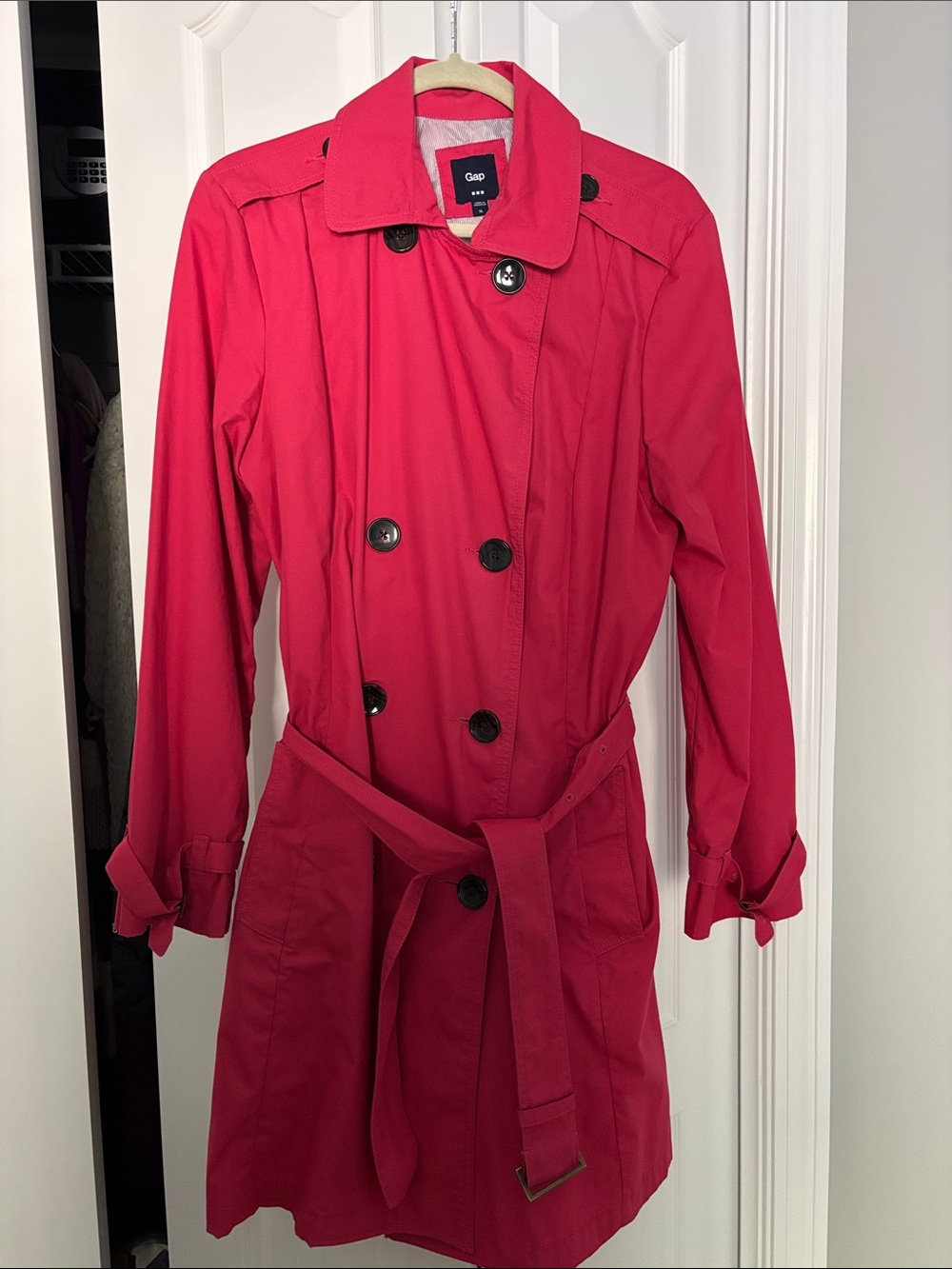 GAP Women's coral Double-Breasted Trench Coat